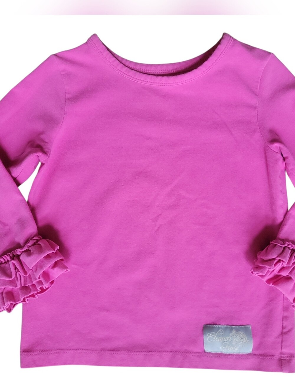 Eleanor Rose Girls Cotton Spandex Ruffle Cuff Pink Top Size 4/5 Cottagecore